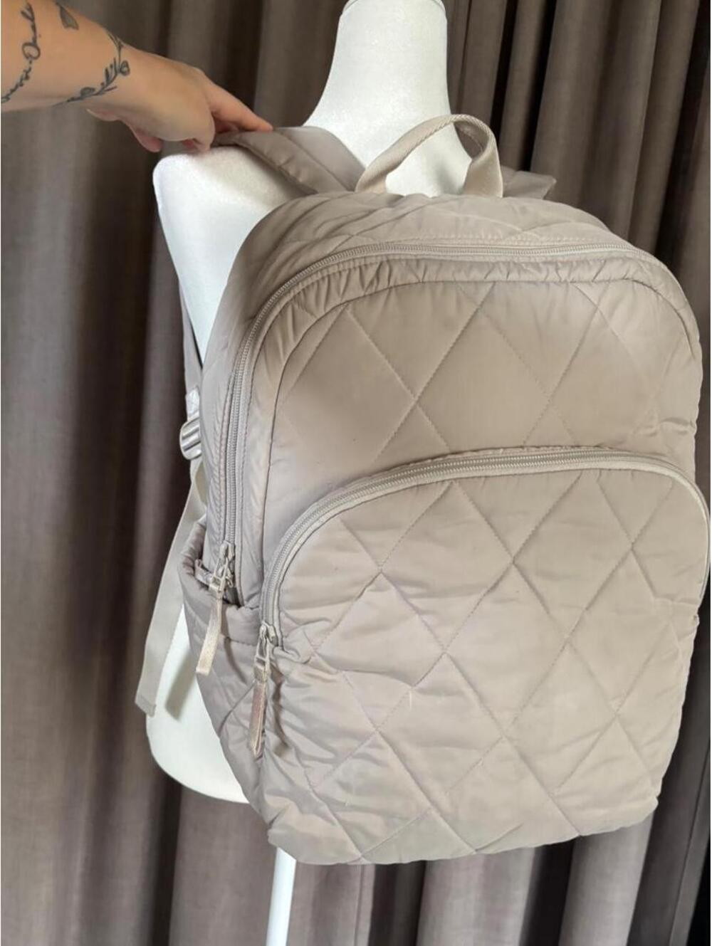 Vera Bradley XL Campus Backpack Tranquil Gray Performance Twill Laptop Bag